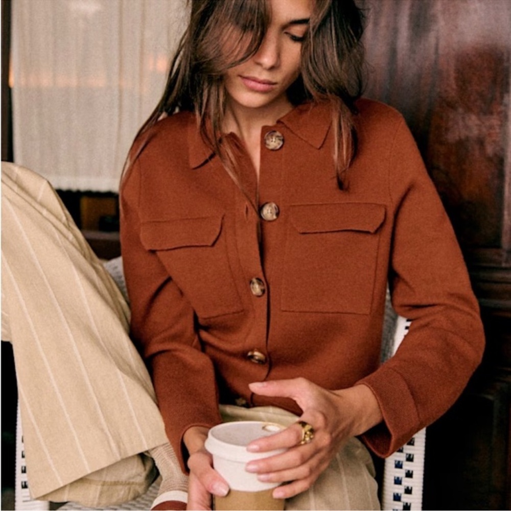 ⭐️Sezane Betty Cardigan Sweater Mahogany Chestnut Brown⭐️